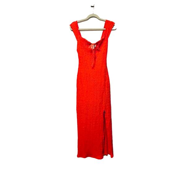NEW Free People Eleni Stretch Bodycon Midi Dress Size XS Blood Orange Twee Femme - Picture 10 of 12